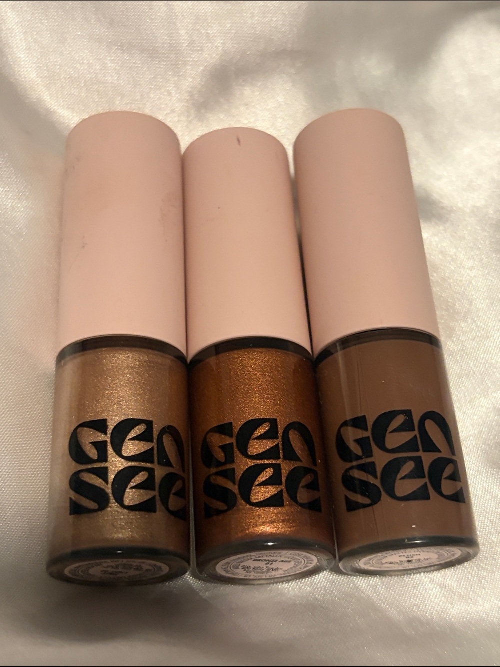 Gen See Mixed Media Liquid Eyeshadow Trio Set (Plush, First Light, Bronze)